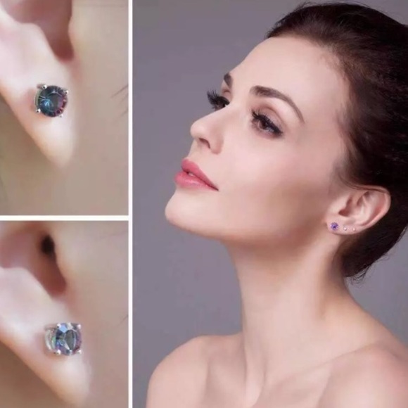 5 ⭐️ 18K Gold Filled Mystic Topaz Earring - Picture 7 of 7